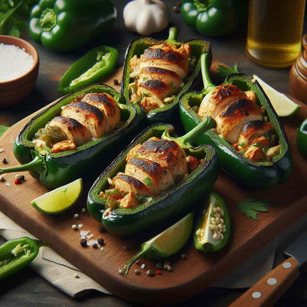 Cajun Chicken Stuffed Poblano Peppers